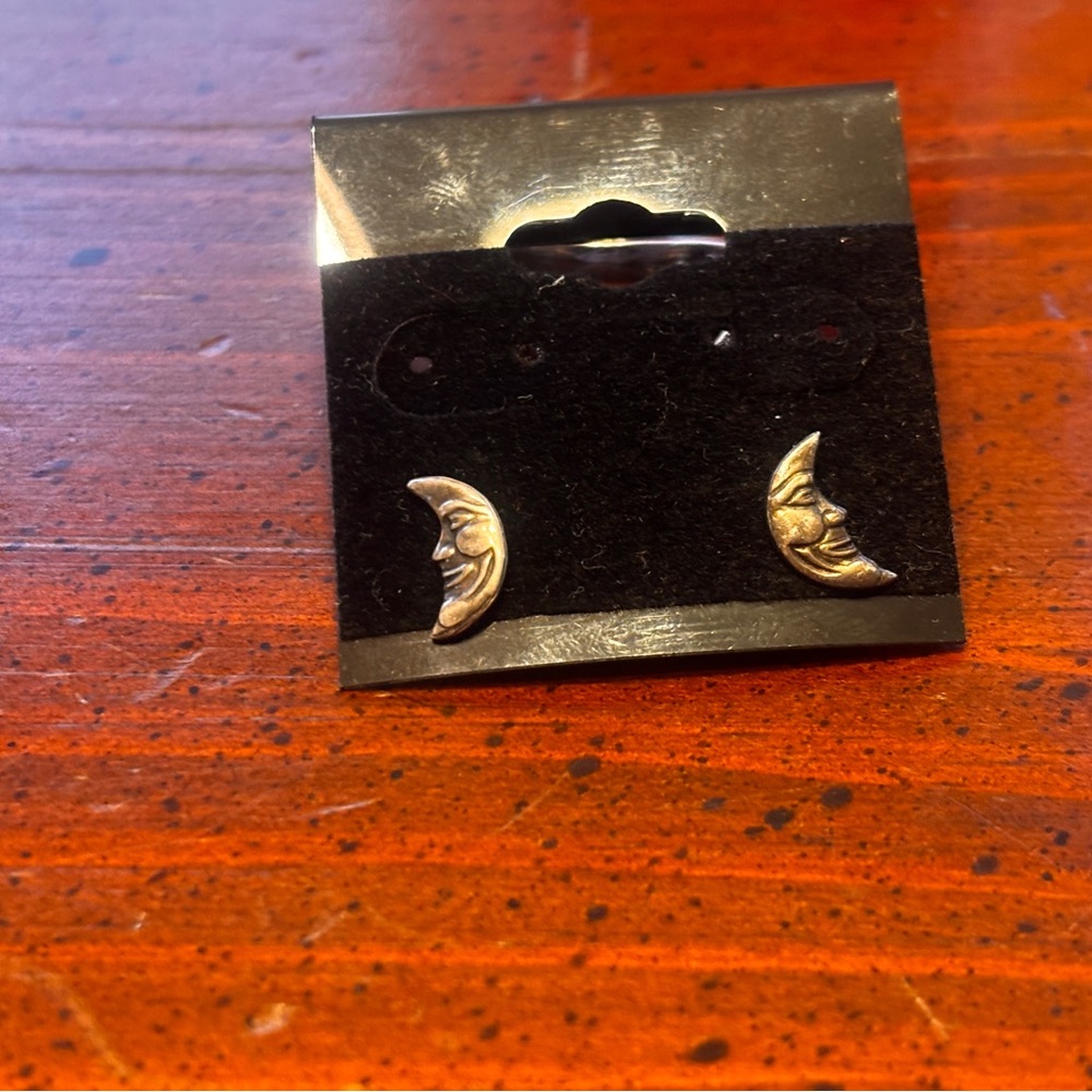 Sterling Silver Crescent Moon Stud Earrings